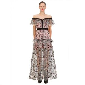 Self portrait off the shoulder constellation tiered maxi dress